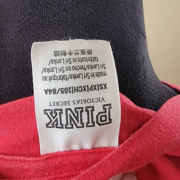 PINK Victoria's Secret Red Holiday "Pink Nation" Cropped LS Cotton Tee - Picture 7 of 8